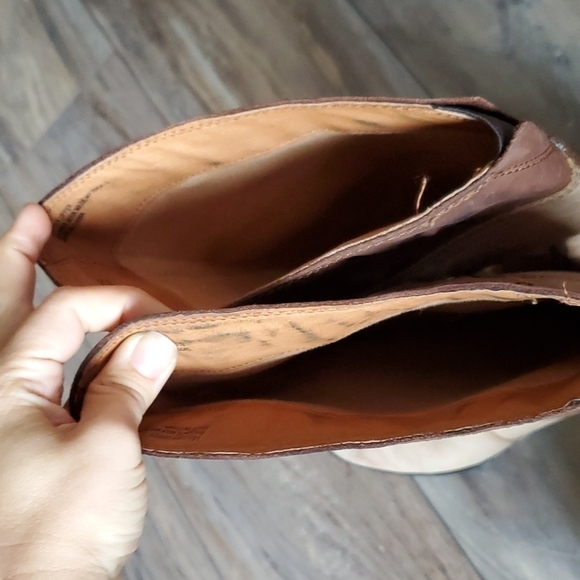 Born Women Two tone Leather Studded Tall Western Boots Ankle zipper shoes - Picture 13 of 13